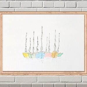 8x10” Original watercolor painting sailboats